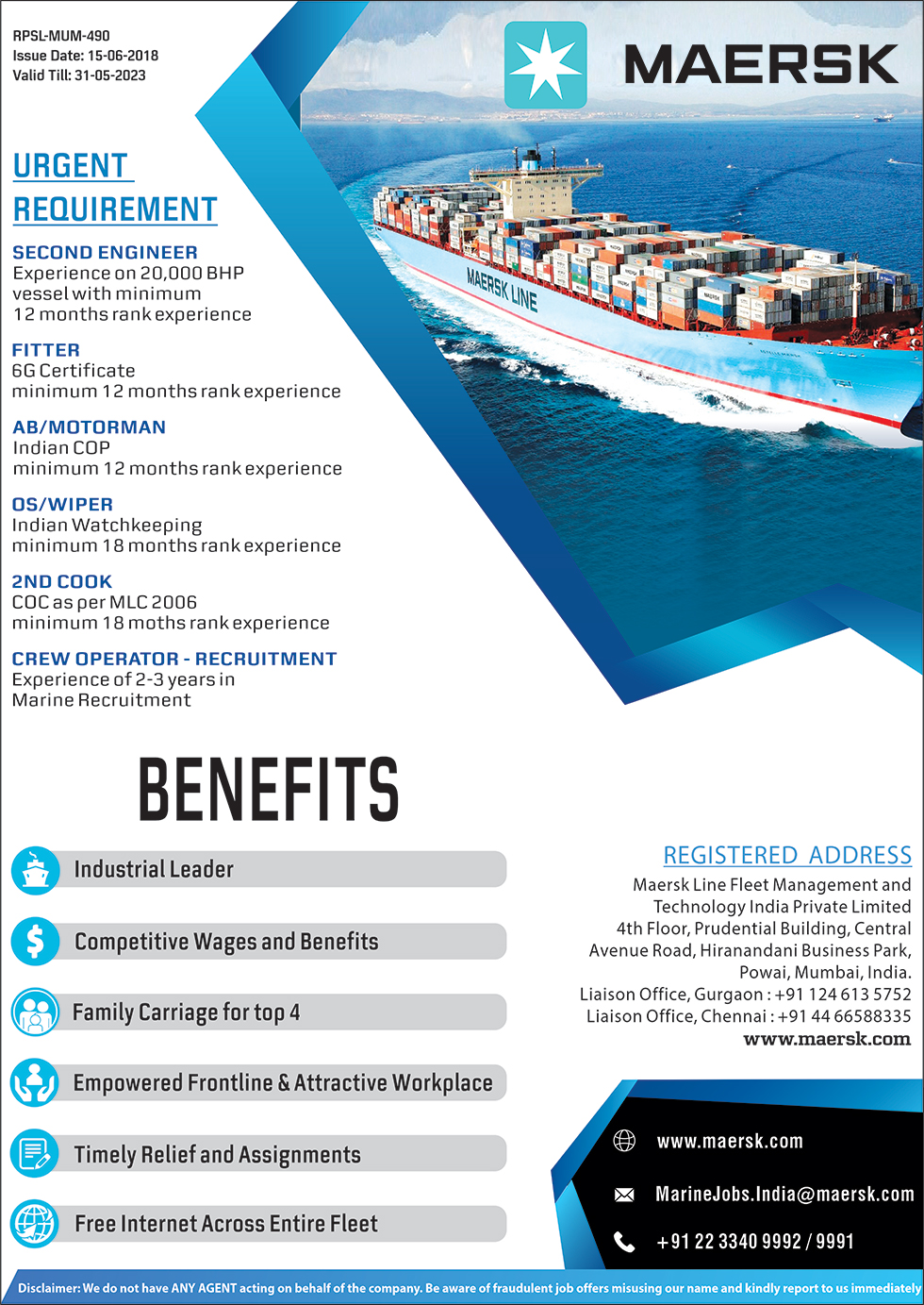 Maersk crewing Crewing Assistance Sea Career