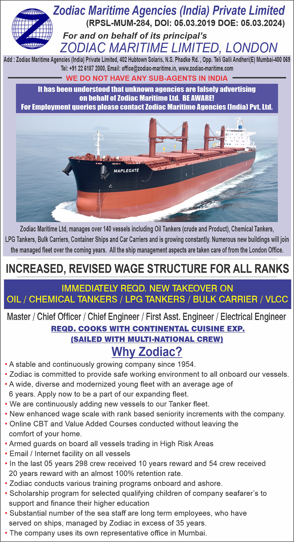 ZODIAC Maritime | Maritime Union of India - Seajob.net